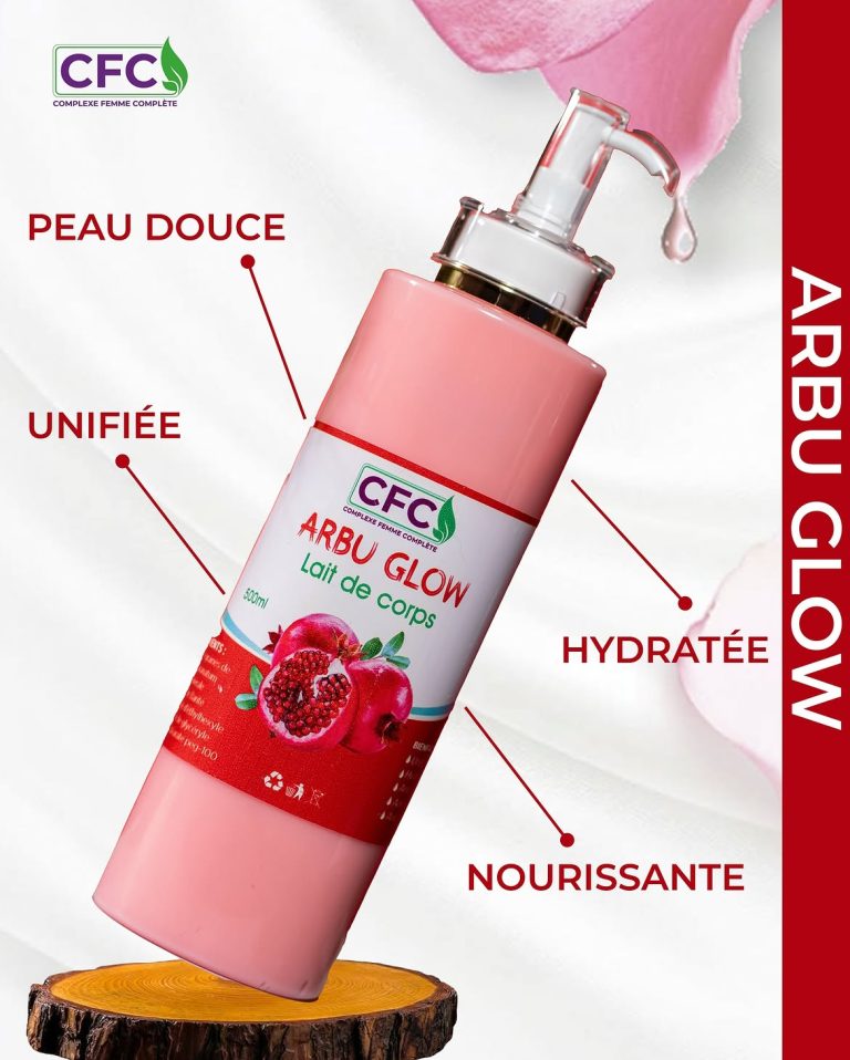 Présentation du lait de corps Arbu Glow.